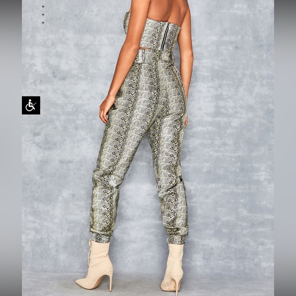 Mistress Rocks LosAngeles Green Snake Risk Jogger& Bandeau Top Matching Set S - Picture 3 of 16